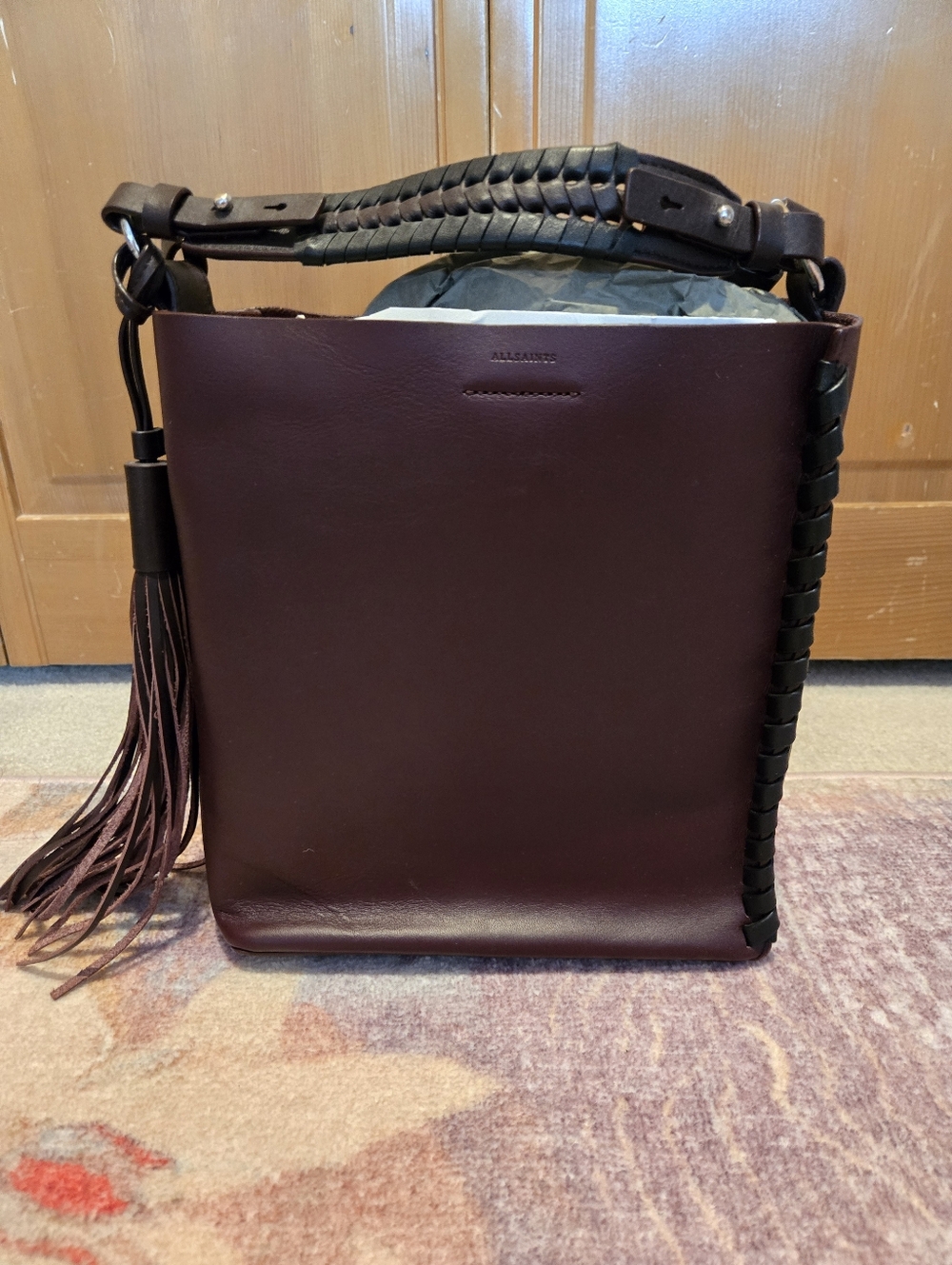 AllSaints Kepi Leather Shoulder Bag - Burgundy / Oxblood